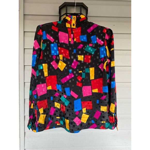 Laura & Jayne Collection Multicolor Colorblock High Neck Blouse, Size 8 - Picture 5 of 9